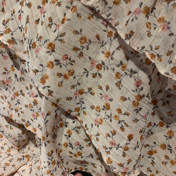 Boho shiffon ruffle one sleeve floral top - Picture 3 of 4